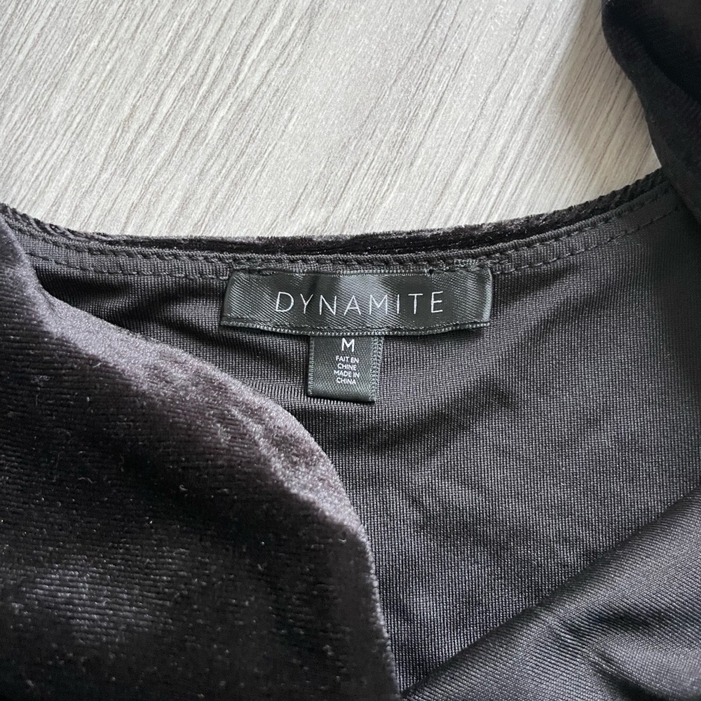 Dynamite Black Velvet-Trim Top - Picture 3 of 5